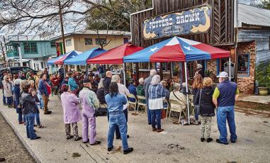 A good crowd was on hand March 9 for a Texas historical marker dedication ceremony at Potters Brown in Edom. The event was organized by Beth Brown, widow of Doug Brown, who opened the business in 1971. Photo courtesy of Craig D. Blackmon, FAIA, Edom