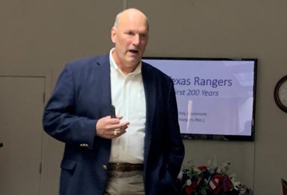 Kenny Ray, retired Texas Ranger, speaks at the Van Zandt County Genealogical Society meeting July 23. Courtesy photo