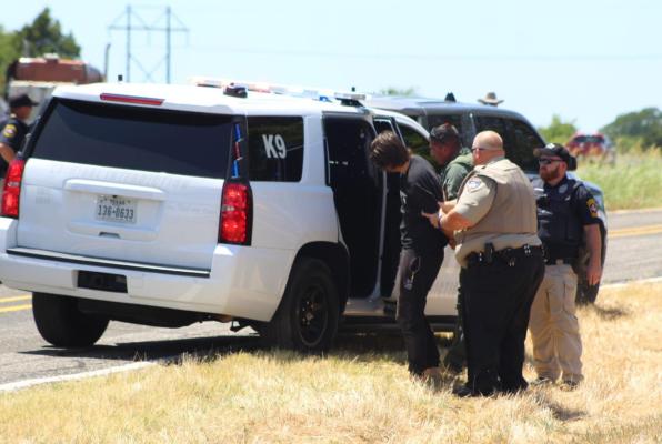 Van Zandt County law enforcement officials took one suspect into custody following a brief high-speed chase that began in neighboring Smith County July 26. Photo by Nick Gibbons/The County Eagle