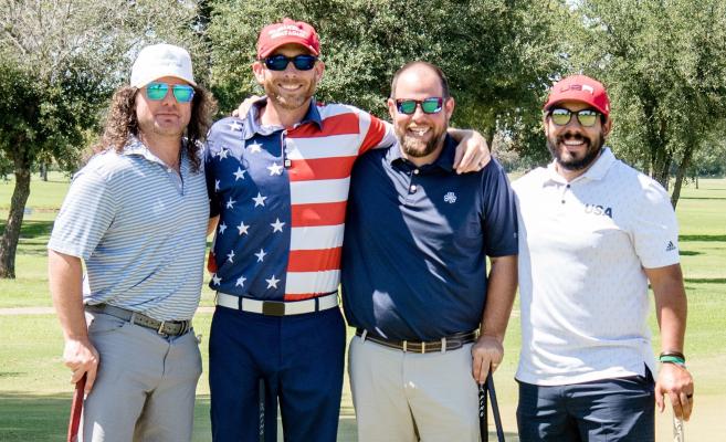 Thomas Beckham, Craig Trevino, Craig Goff and Beau Williams carded a 54 to win first overall at the annual Veterans Memorial Golf Tournament. Photo by Faith Caughron