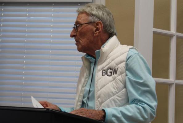 Bill Giles presented an update to the Van School Board March 28. Photo by David Barber
