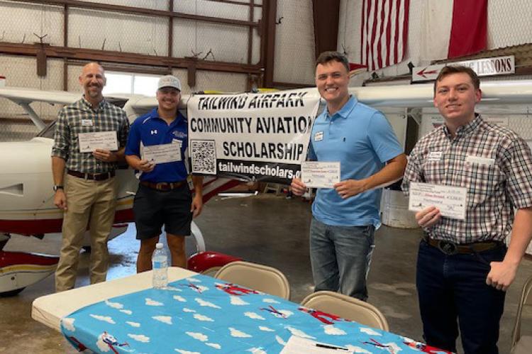 The First annual Tailwind Airpark Community Aviation Scholarship Award Ceremony was held June 22 in the hangar at Thompson Field. The scholarship fundraising efforts began in January and concluded in March. Courtesy photo